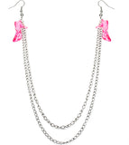 Pink Double Chain High Heel Necklace Earrings