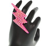Pink Lightning Bolt Adjustable Ring