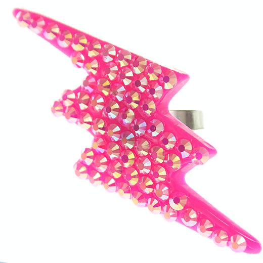 Pink Lightning Bolt Adjustable Ring