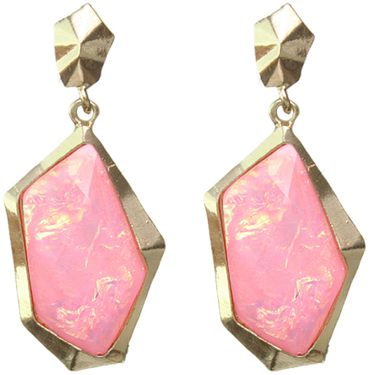 Pink Post Drop Earrings