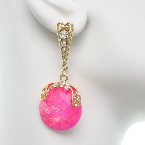 Pink Iridescent Large Gemstone Post Earrings