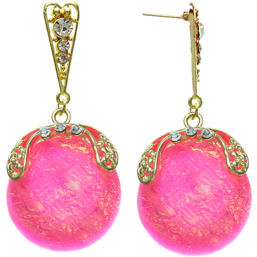 Pink Iridescent Large Gemstone Post Earrings