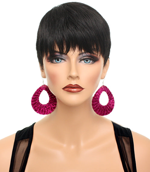 Pink Glitter Fabric Teardrop Earrings