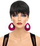 Pink Glitter Fabric Teardrop Earrings