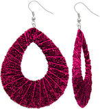 Pink Glitter Fabric Teardrop Earrings