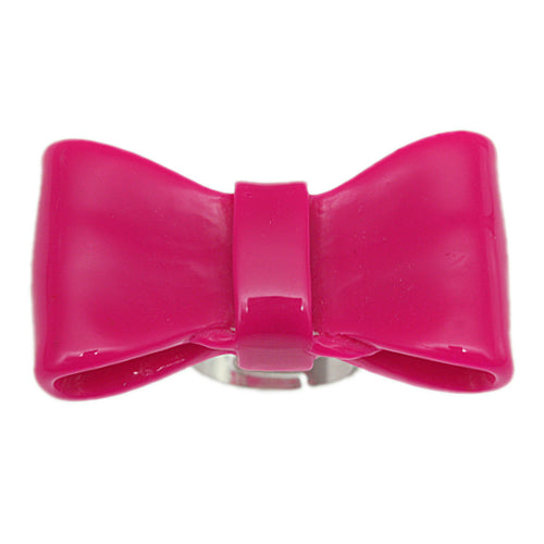 Pink Large Glossy Bow Adjustable Ring