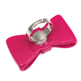 Pink Large Glossy Bow Adjustable Ring