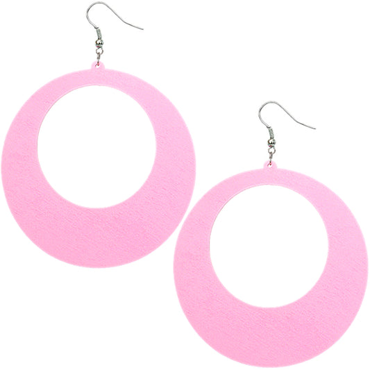 Light Pink Gigantic Wooden Round Hoop Earrings
