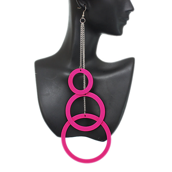Pink Wooden Earrings