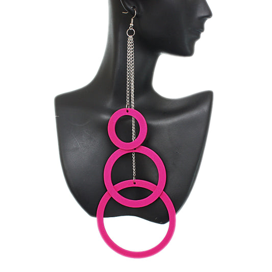 Pink Wooden Earrings