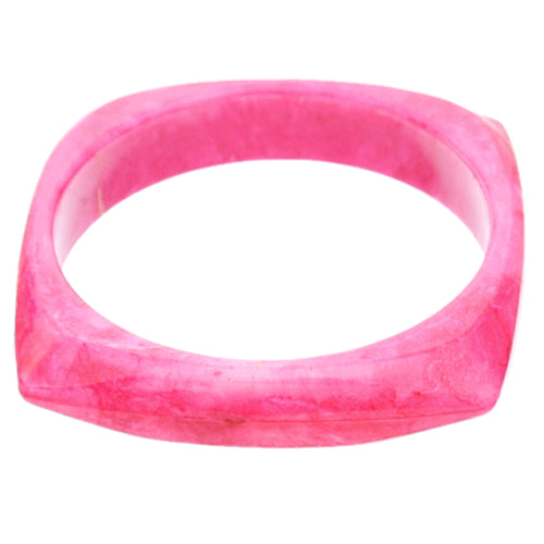 Pink Glossy Faux Marble Bangle Bracelet