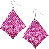 Pink Mesh Glitter Dangle Earrings