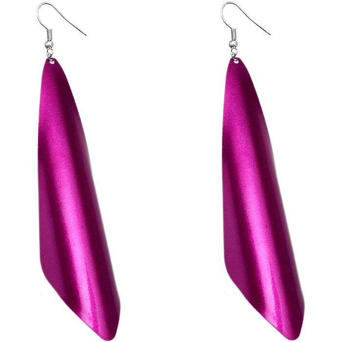 Pink Long Arch Metal Earrings