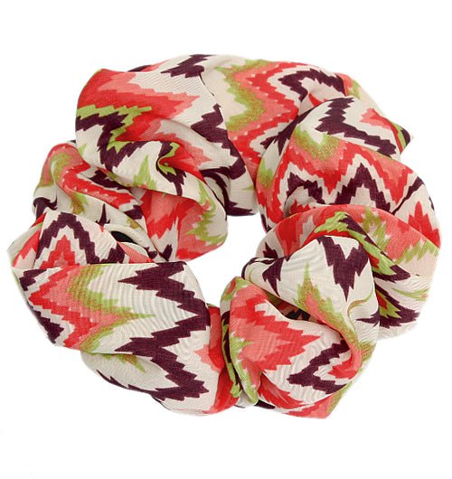 Pink Green Satin Hair Scrunchie