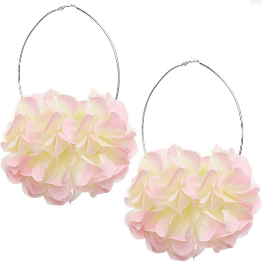 Pink Oversized Large Flower Hoop Earrings