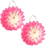 Pink Oversized Large Beaded Flower Hoop Earrings