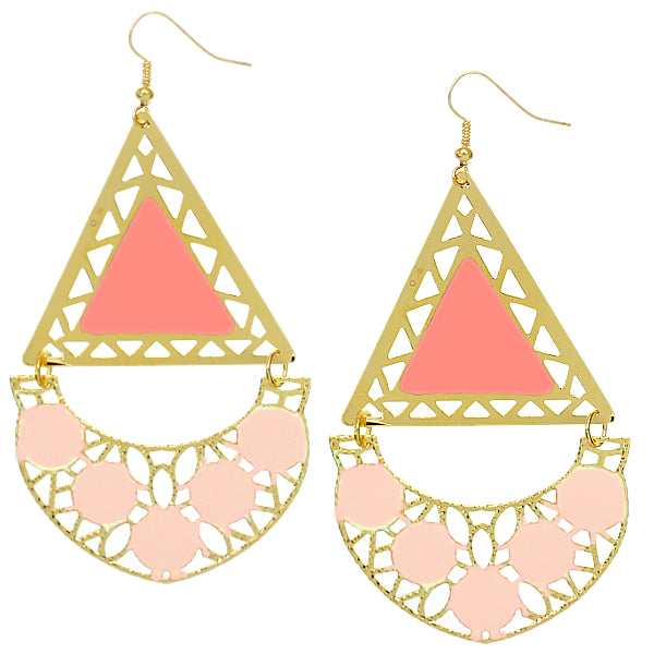 Light Pink Triangular Dangle Earrings