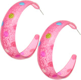 Pink Multicolor Polka Dot Hoop Earrings