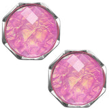 Purple Pink Iridescent Faux Gemstone Post Earrings