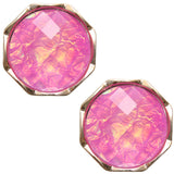 Pink Iridescent Faux Gemstone Post Earrings