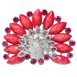Pink Rhinestone Peacock Stretch Ring