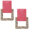 Pink Square Gemstone Post Earrings