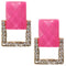 Hot Pink Square Gemstone Post Earrings