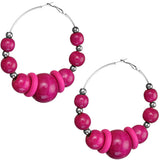 Pink Gradual Wooden Hoop Earrings
