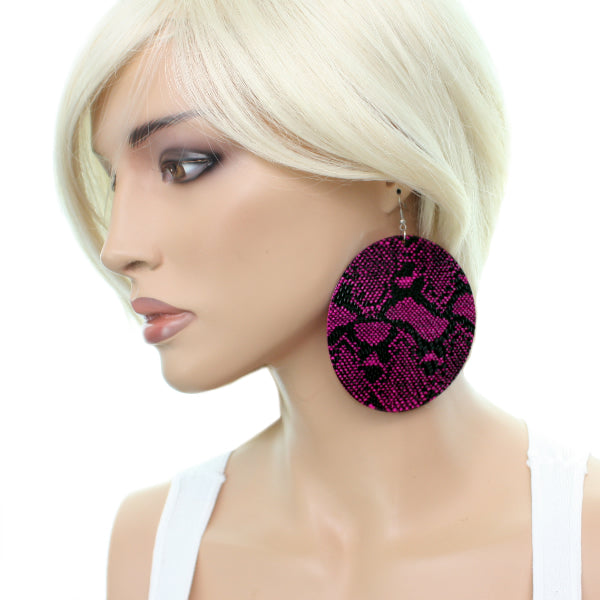 Pink Big Snakeskin Earirngs