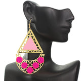 Pink Triangular Dangle Earrings