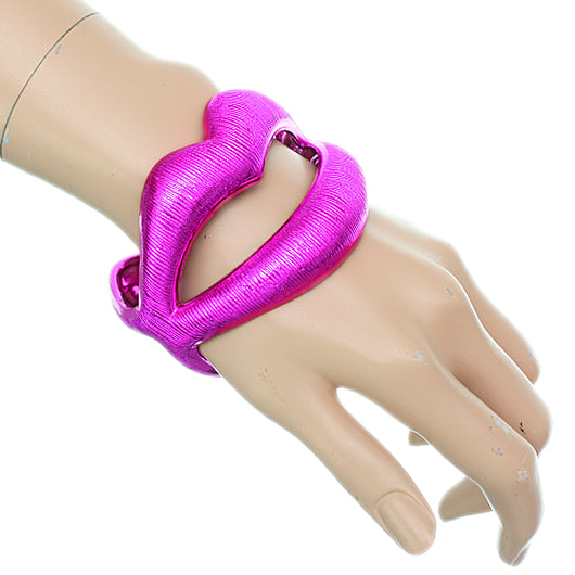 Pink Sexy Large Lips Hinged Bracelet