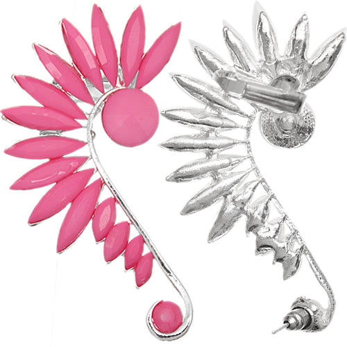 Pink Beaded Faceted Stud Cuff Earring