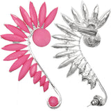 Pink Beaded Faceted Stud Cuff Earring