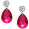 Pink Silver Teardrop Gemstone Post Earrings
