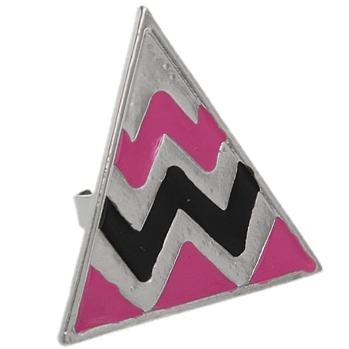 Pink Triangle Zigzag Adjustable Ring