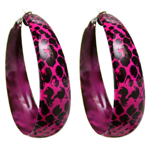 Pink Snakeskin Print Hoop Earrings