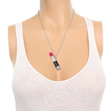 Pink Steampunk Bullet Lipstick Chain Necklace