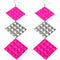 Pink Long Studded Cone Triple Dangle Earrings