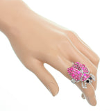 Pink Studded Rhinestone Ladybug Adjustable Ring
