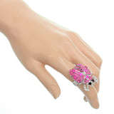 Pink Studded Rhinestone Ladybug Adjustable Ring