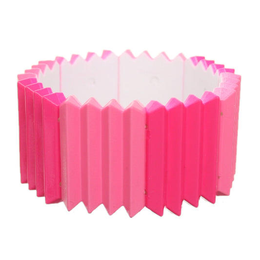 Pink Two Tone Pleated Ruffle Stretch Bracelet