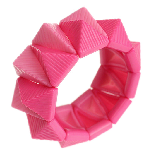 Pink Two Tone Triangle Pyramid Stretch Bracelet