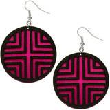 Pink Double Wooden Chevron Earrings
