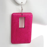 Pink Wooden Cutout Earrings