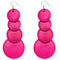 Pink Wooden Round Disc Cascade Earrings