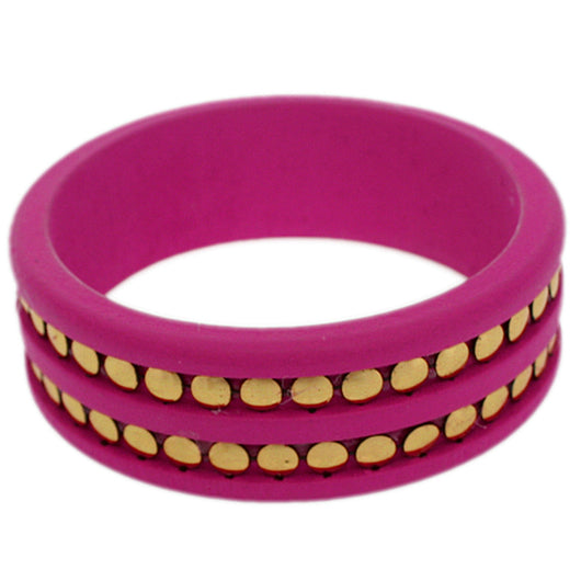 Dark Pink Wooden Stud Bangle Bracelet