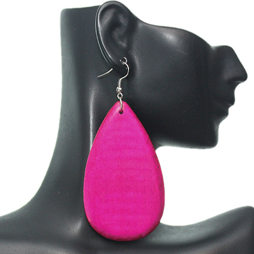 Pink Wooden Earrings