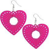Pink Woven Heart Earrings