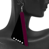 Plum Purple Wooden Right Angle Geometric Earrings