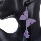 Purple Butterfly Tassel Tulle Earrings